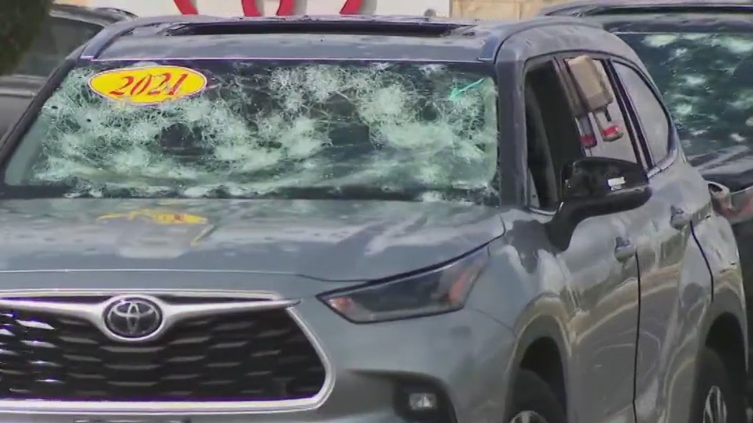 Dealership cars damaged by hail